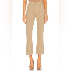 Mother The Hustler Ankle Fray Out Of Nowhere Beige Cream Tan Raw Hem Jeans Pants